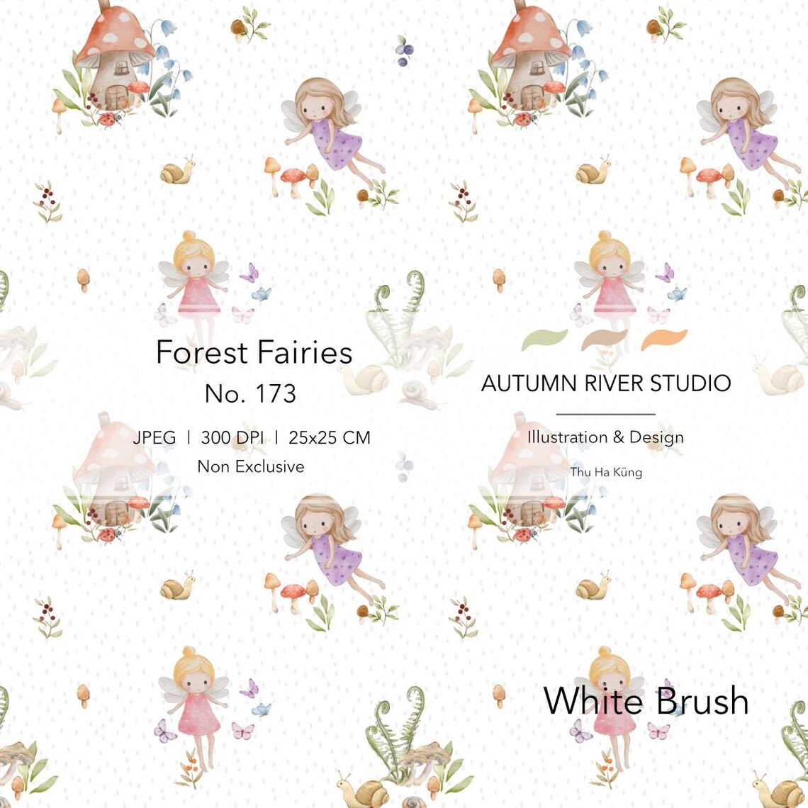 Forest Fairies Repeat Pattern for Fabric, Seamless Textile Design, Cute ...