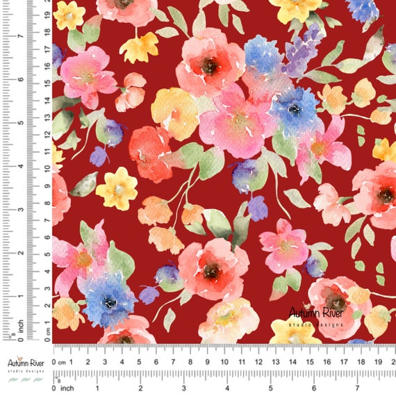 Summer Watercolor Floral Seamless Pattern for Fabric Colorful Loose Floral Fabric Design Textile Fabric Pattern Flower Vibrant White Etsy Australia