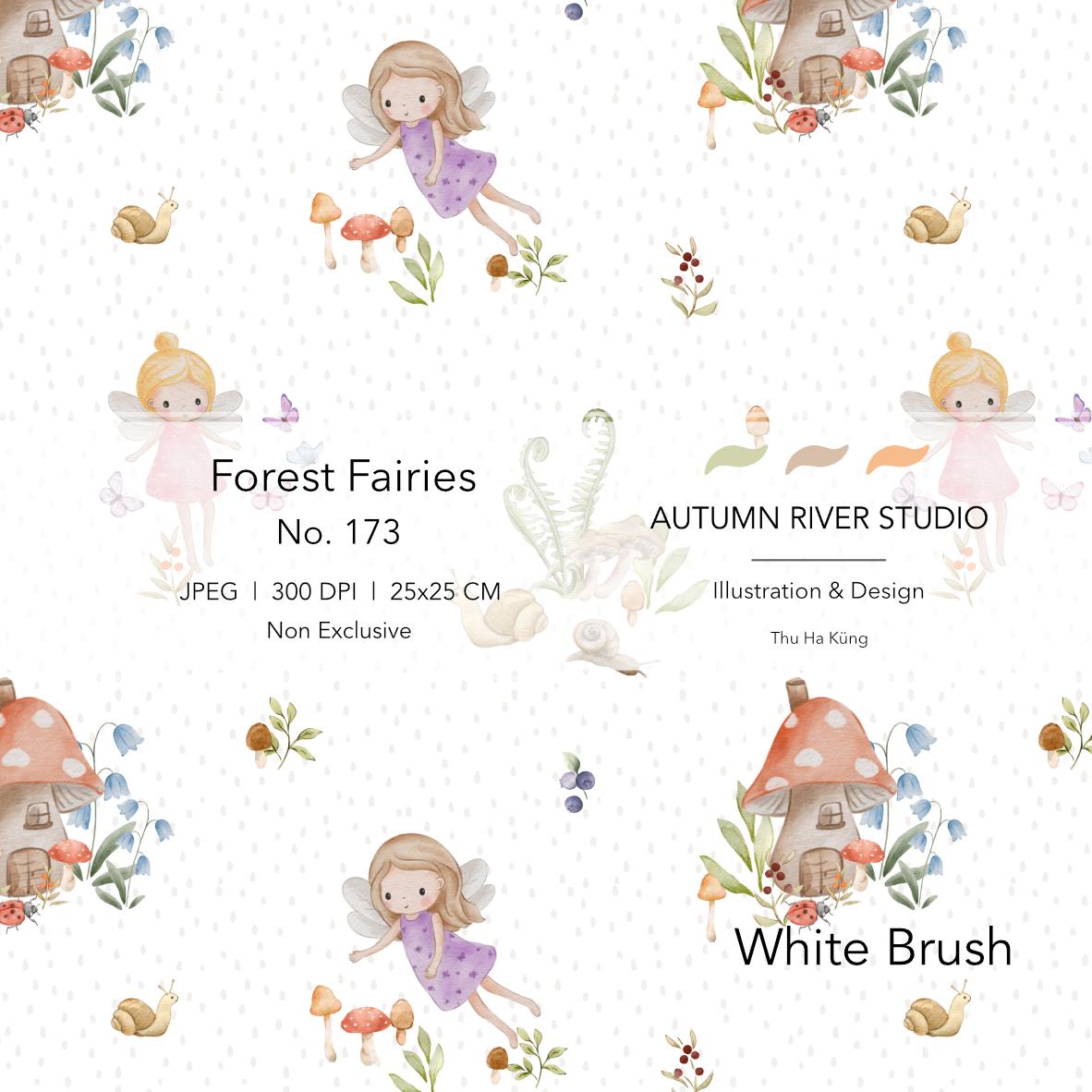 Forest Fairies Repeat Pattern for Fabric, Seamless Textile Design, Cute ...