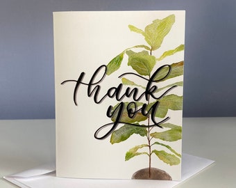 Thank You Cards, Thank You Greeting Cards, Handpainted Thank You Card, Plant Lover Card, Watercolour Cards, Blank Cards, Painted Cards