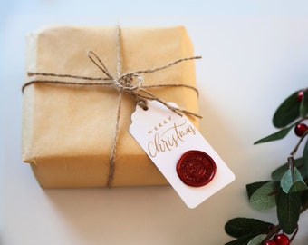 Wax Seal Gift Tags, Calligraphy Christmas Tags, Handwritten Gift Tags, Christmas Swing Tag, Custom Holiday Gift Tags, Custom Swing Tag