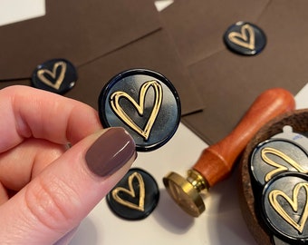 Black Wax Seals, Heart Wax Seal, Black Wax Seal Sticker, Wax Seal, Wedding Wax Seal, Wax Seal Stickers, Self Adhesive Wax Seal, Wax Stickers