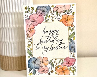 Original Watercolour Cards, Watercolour Birthday Card, Floral Birthday Card, Birthday Cards For Her, Custom Cards, Personalised Cards