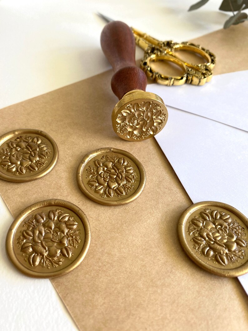 Peony Wax Seals Flower Wax Seal Premade Wax Seals Wedding Etsy