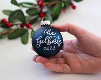 Glass Christmas Baubles Personalised, Custom Christmas Gift, Newlywed Ornament, Babys First Christmas Ornament, Family Name Bauble