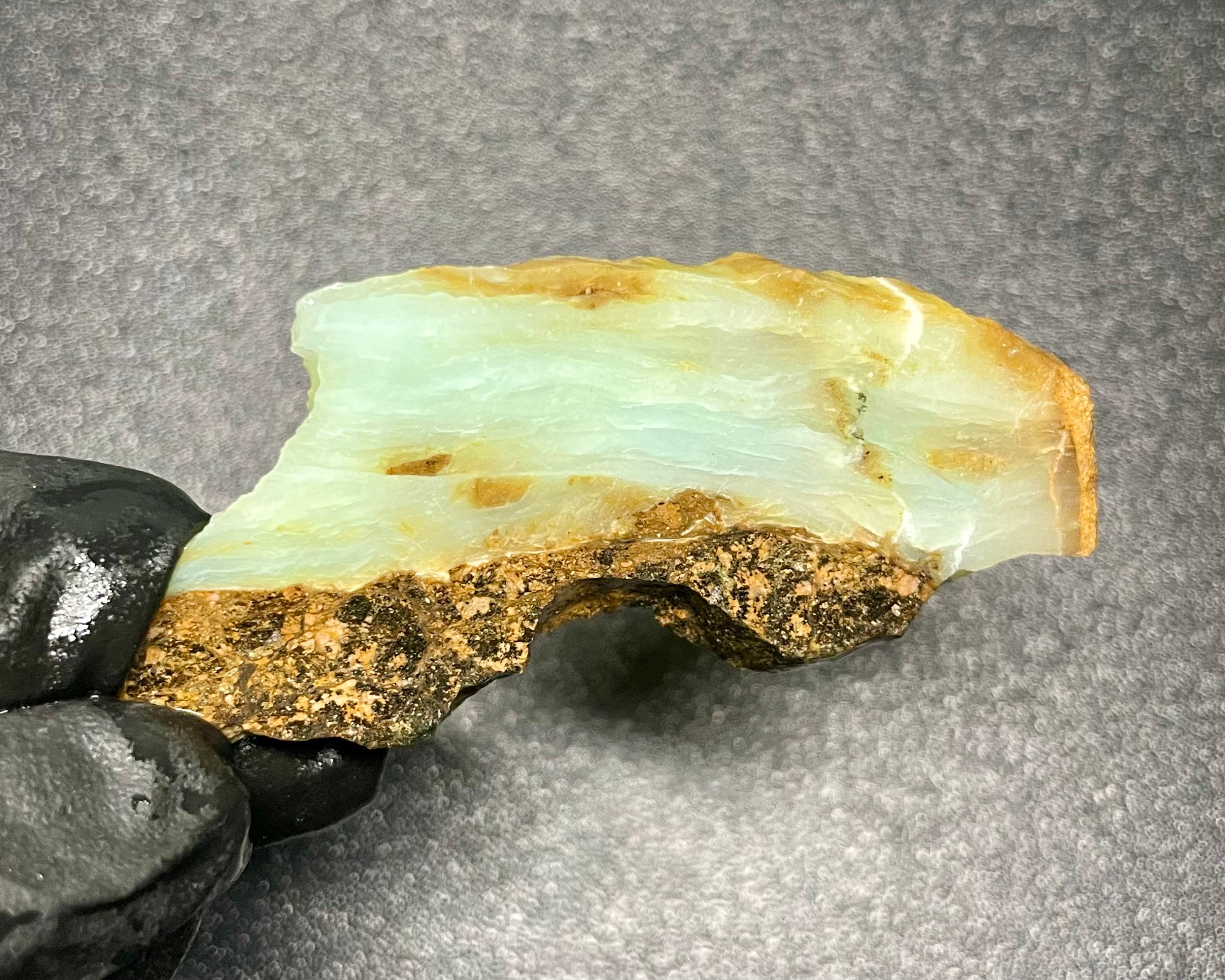 18g Peruvian Opal Slab, Lapidary Rough, Natural Andean Green Opal, Cabochon Material, Peru Raw Mineral for Cutting