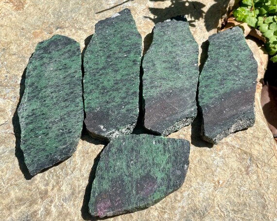 203g Ruby in Zoisite Slabs (x5) for Cabbing, Quality