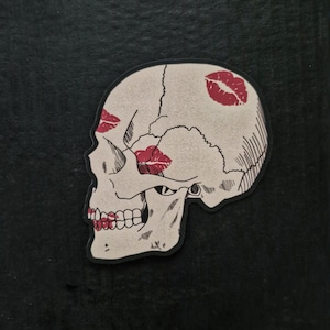 Kissed Skull Side Profile Illustration Vinyl Sticker