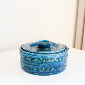 Vintage Bitossi Rimini Blue Jar with Lid by Aldo Londi – 1970s