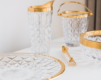 A Val Saint Lambert Crystal Cocktail Set, 1970s, Belgium.