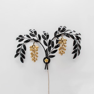 Original Hans Kögl Wisteria Wall Lamp. Black Lacquered with Gilded Details