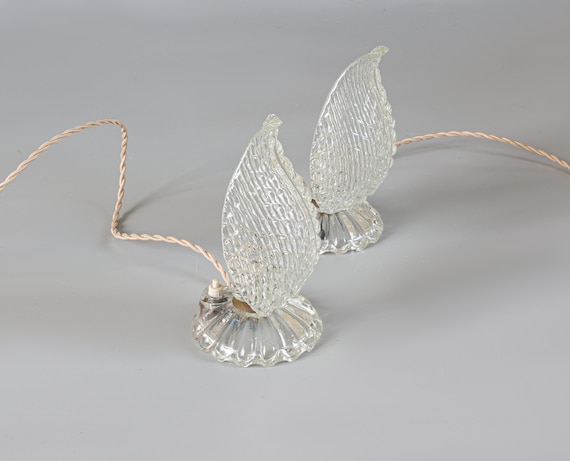 Pair of Murano Glass Table Lamps, Barovier & Toso, Italy, 1940s.