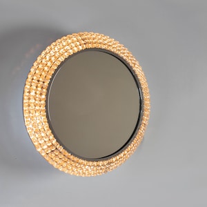 A Mid Century Crystal Glass Backlit Mirror by Palwa, 1970s.