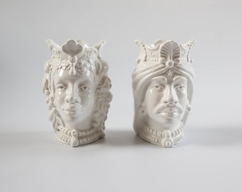 Italian Ceramic Moor Head Vases