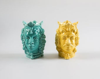 Italian Ceramic Moor Head Vases