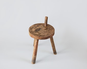 Antiker Melkschemel aus Holz, 19. Jahrhundert.