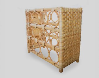 Vintage Bohemian Rattan Wine Rack