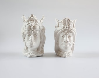 Italian Ceramic Moor Head Vases