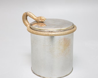 Vintage French Silver-Plated Ice Bucket with Brass Snake Handle, 1970s