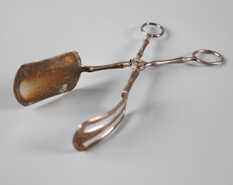 Silver-plated cake server, mid-20th century, faux bamboo design