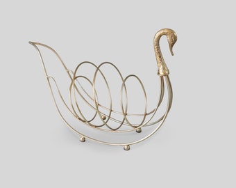 Mid Century swan magazine rack by Maison Jansen