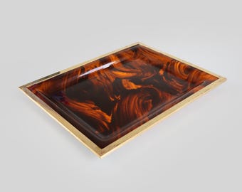 Vintage Faux Tortoise Serving Tray, 1970s.
