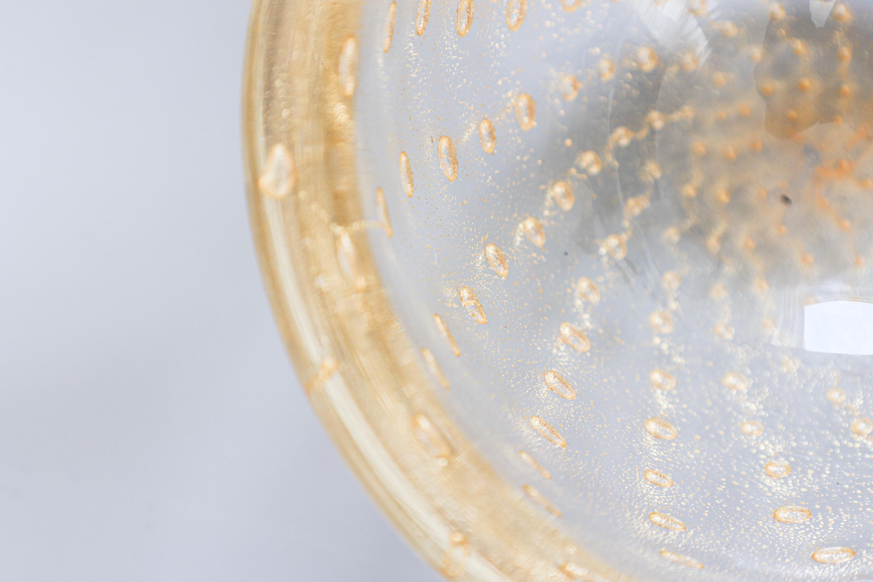 ムラーノガラスボウル2個セット – プレゴソ、金箔入り、1960年代～70