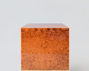 Jean Claude Mahey Vintage Side Table, Burlwood, 1970s.