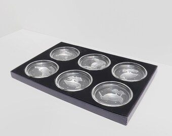 A Set of 6 Val Saint Lambert Crystal Coasters in Original Box.