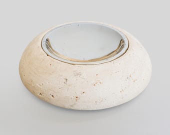 Mid-Century Catchall in Travertine from Fratelli Mannelli, Italy, 1970s