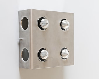 Vintage Italian Space Age Chrome Wall Lamp, 1980s.