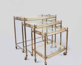 Maison Jansen, Attributed to, Brass Nesting Bar Trolleys