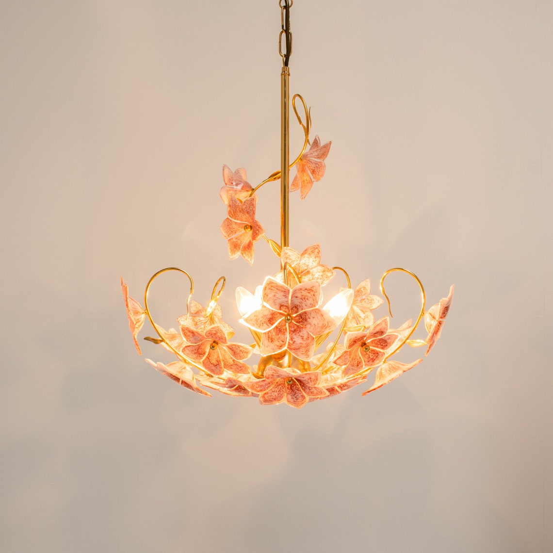 Murano Glass Flower Chandelier 1980s. Etsy