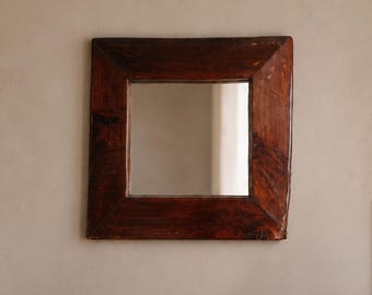 Vintage Spanish Brutalist Mirror, 1970s.