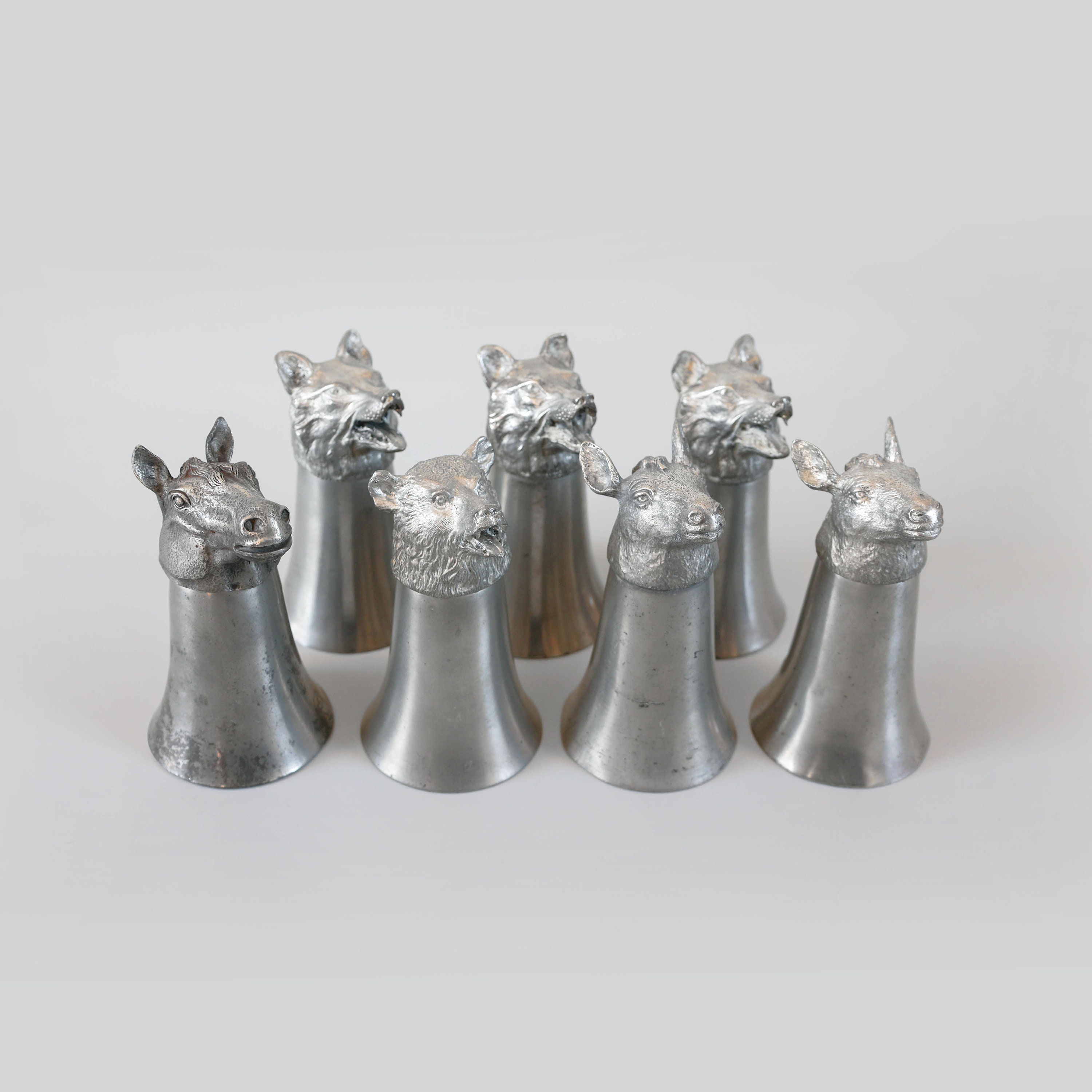 1980s Gucci Stag Silver-Plated Large Stirrup Cup Goblets - 4 Pieces