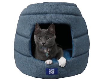 The Meowbile Home Convertible Cat Bed & Cave - Blue