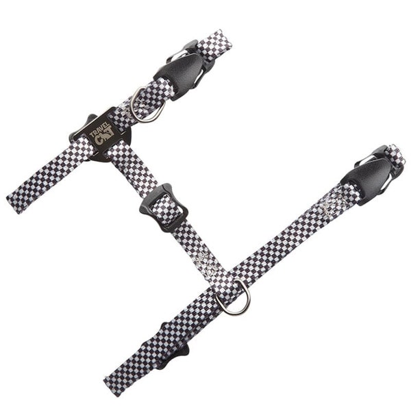 The Day Tripper" Perfect Adjustable H-Style Cat Harness & Bungee Leash Set - Checkered