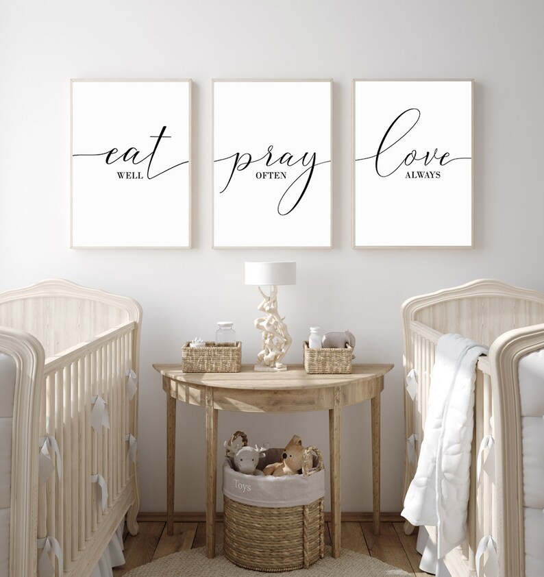 Eat Well Pray Often Love Always Set of 3 Wall Print Wall Art Etsy