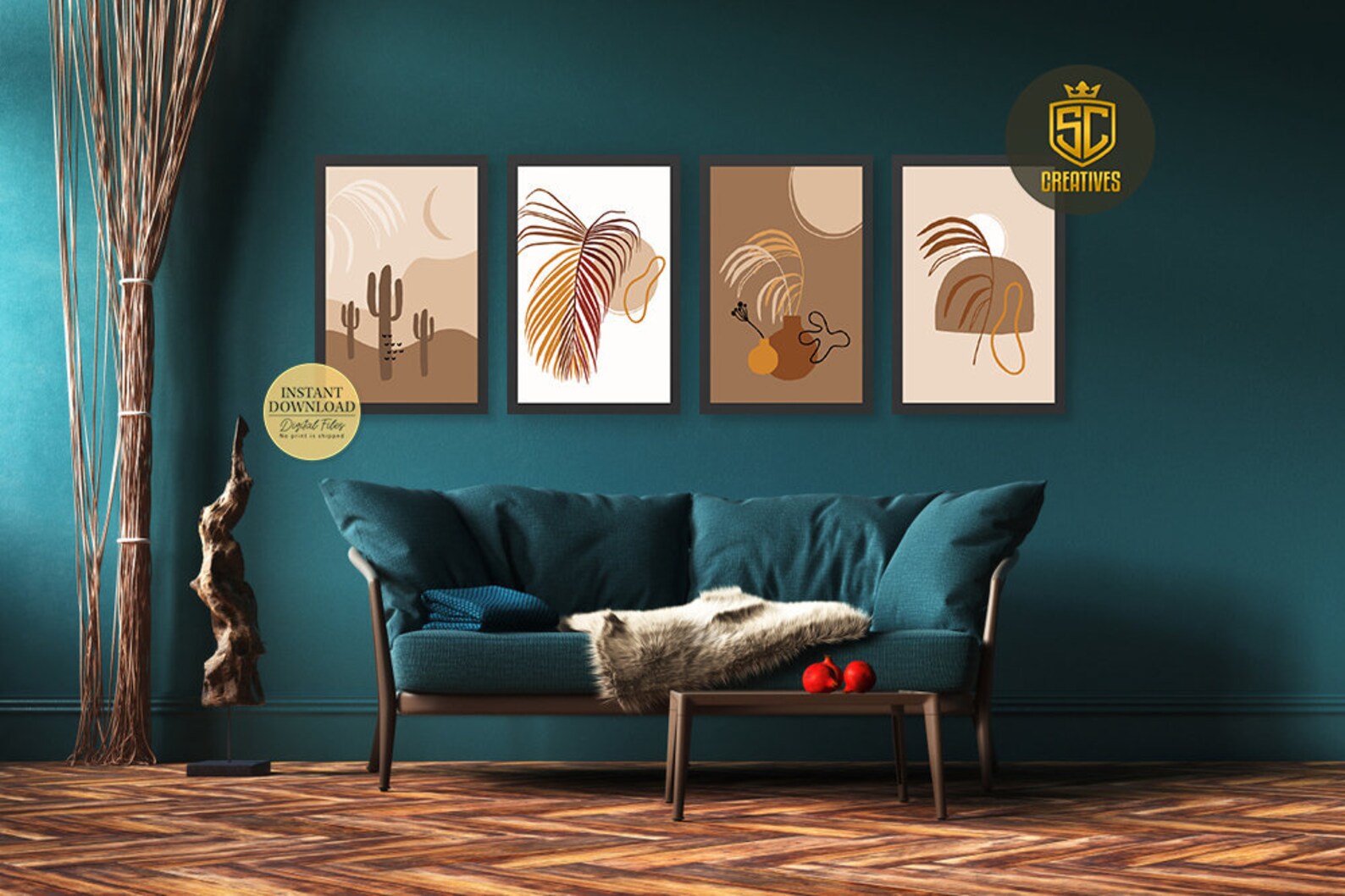 Creative Digital Wall Art Set of 4 Print Abstract Printable Etsy