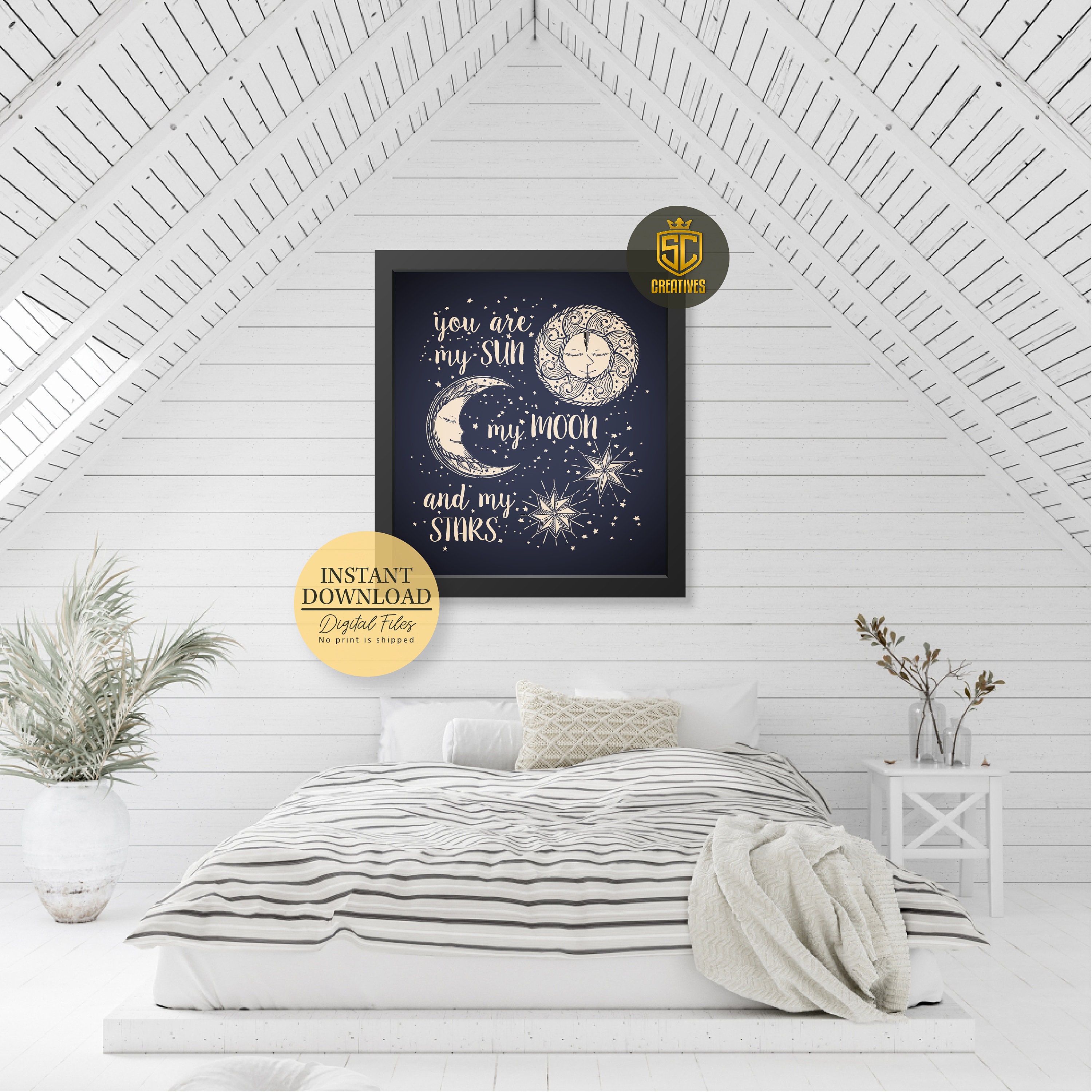 Best Sun Moon and stars Premium Wall Art Modern Wall Art Etsy