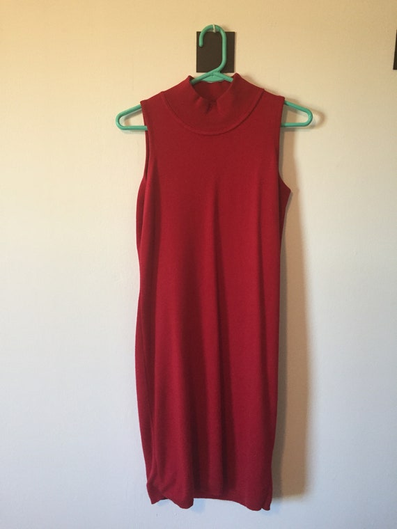 Sleeveless Red Sweater Dress