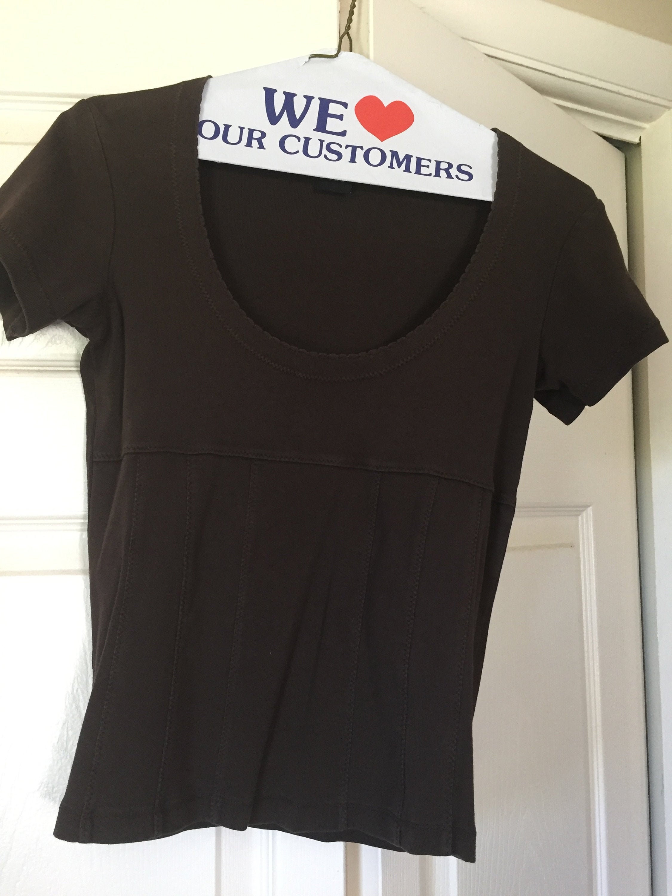 Chocolate Brown Short Sleeve Round Neck Women's Top Etsy
