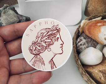 Sappho Sticker, Sapphic Art, Feminist Sticker, Classic literature sticker, Literary gift, Ancient Greek Sticker, Gift for poetry lovers