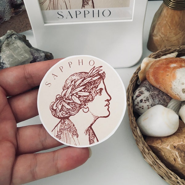 Sappho Sticker, Sapphic Art, Feminist Sticker, Classic literature sticker, Literary gift, Ancient Greek Sticker, Gift for poetry lovers
