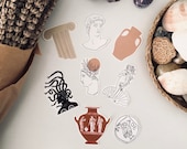 Ancient Greek Sticker Pack, Mythology Sticker Set, Artsy Stickers, Aesthetic Stickers, Goddess Laptop Decal, Vinyl Sticker, Archaeology Gift