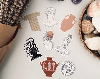 Ancient Greek Sticker Pack, Mythology Sticker Set, Academia sticker, Artsy Stickers, Aesthetic Stickers, Goddess Laptop Decal, Vinyl Sticker