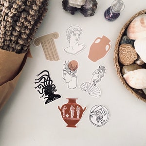 Ancient Greek Sticker Pack, Mythology Sticker Set, Academia sticker, Artsy Stickers, Aesthetic Stickers, Goddess Laptop Decal, Vinyl Sticker