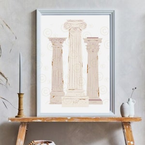 Column Print, Greek Architecture Print, Corinthian Column, Doric Column, Ionic Column, Roman Column, Gift for Architect, Architecture Print