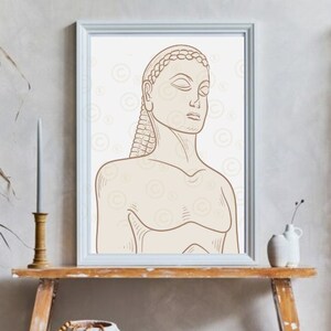 Kouros Statue, Greek Statue Print, Greek Aesthetic, Greek Mythology Art, Museum Poster, Greek Sculpture Drawing, Hellenic Heritage