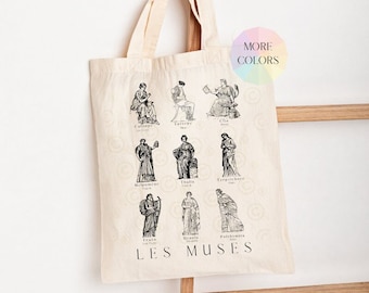 Greek Mythology Tote Bag, Les Muses Print, Academia Gift